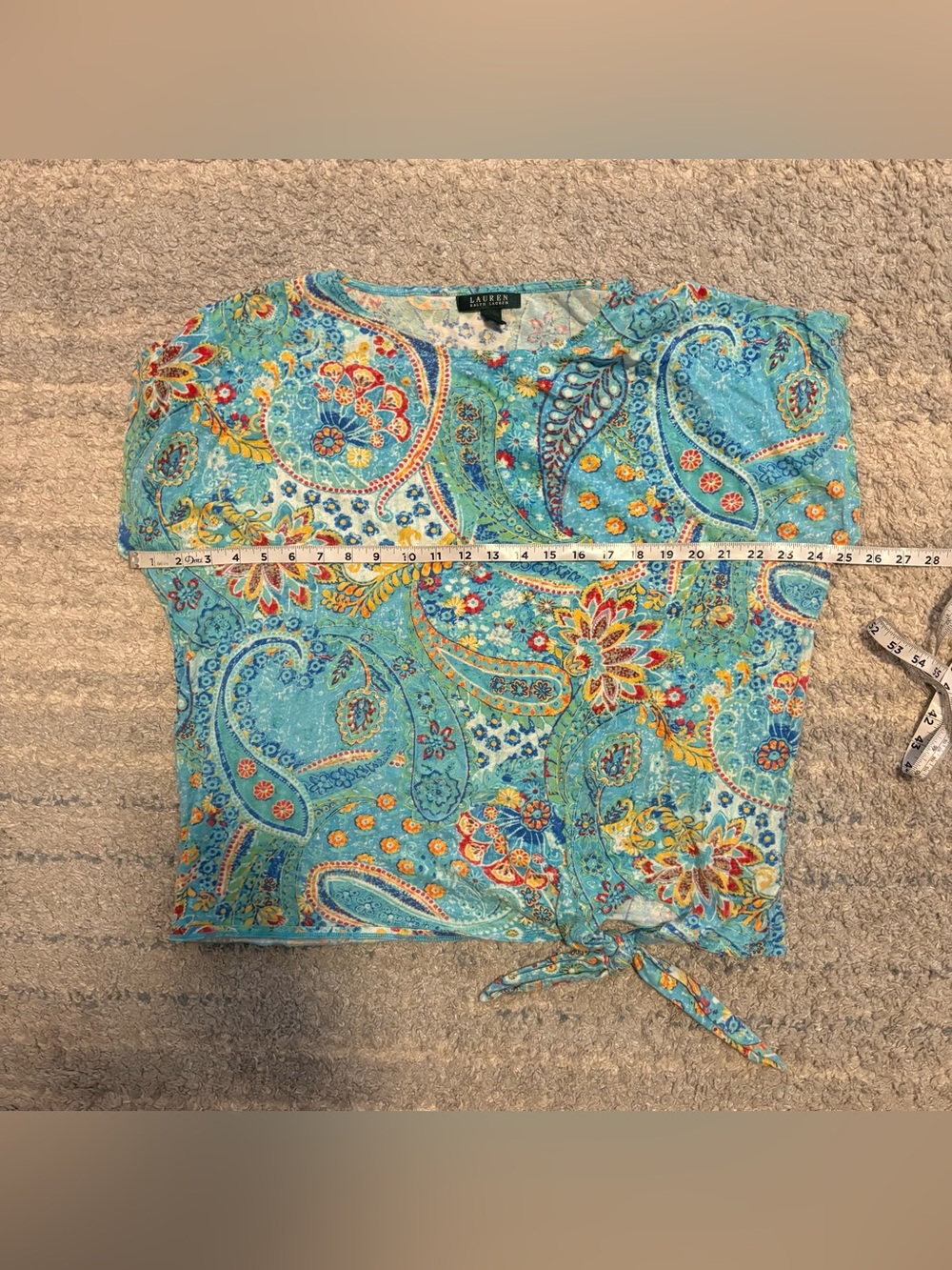 Lauren Ralph Lauren 100% Cotton Paisley Print Side-Tie Top 2X